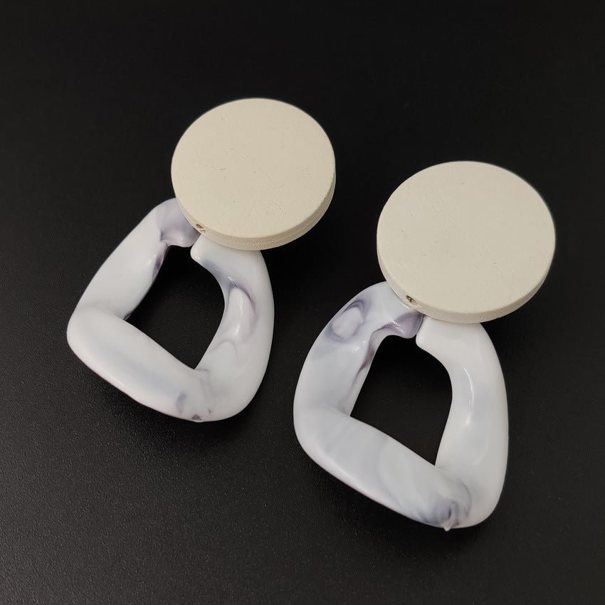 Geometric Wood Stitch Earrings