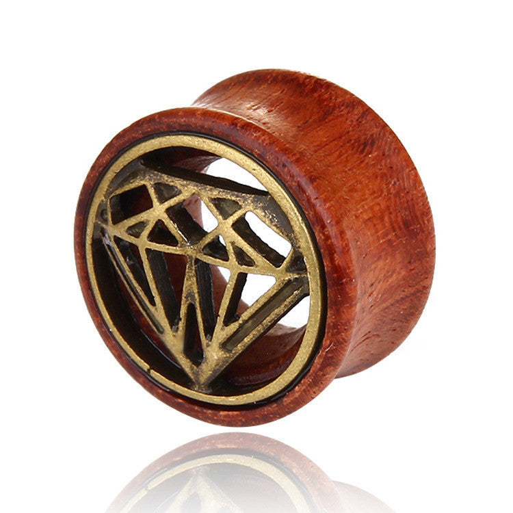Geometric Wood & Alloy Stud Earrings