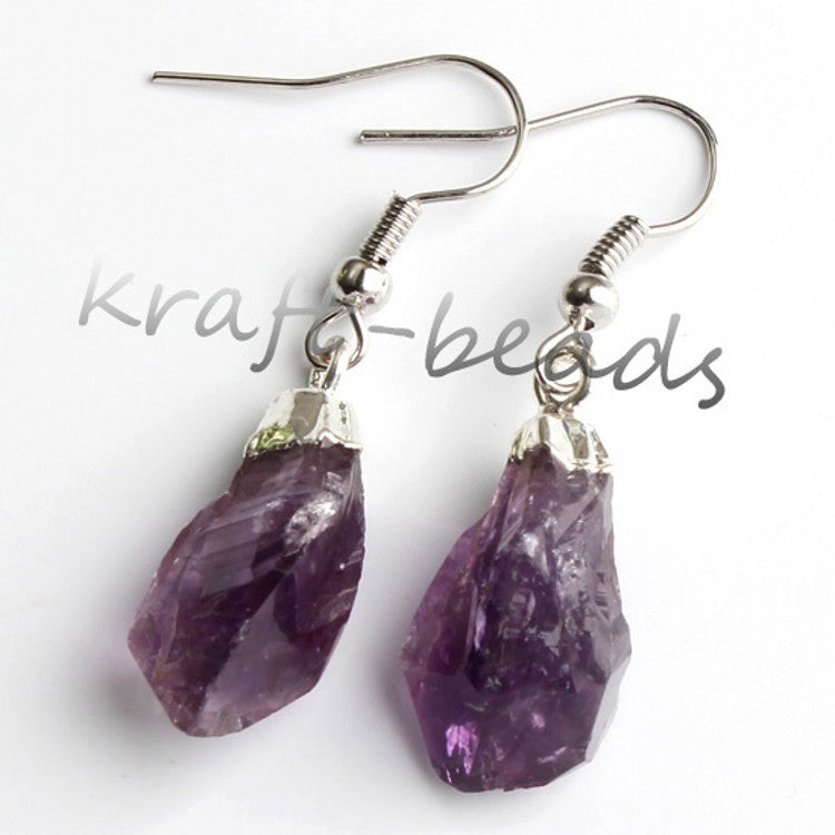 Natural Crystal Raw Stone Earrings