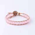 Natural Crystal Beaded Bracelet with Cowhide Rope
