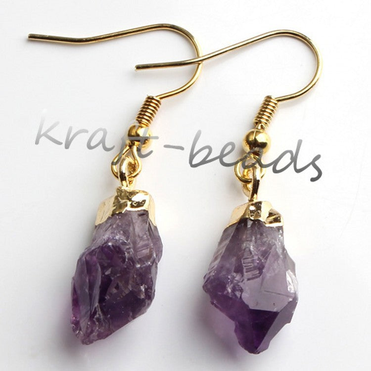 Natural Crystal Raw Stone Earrings