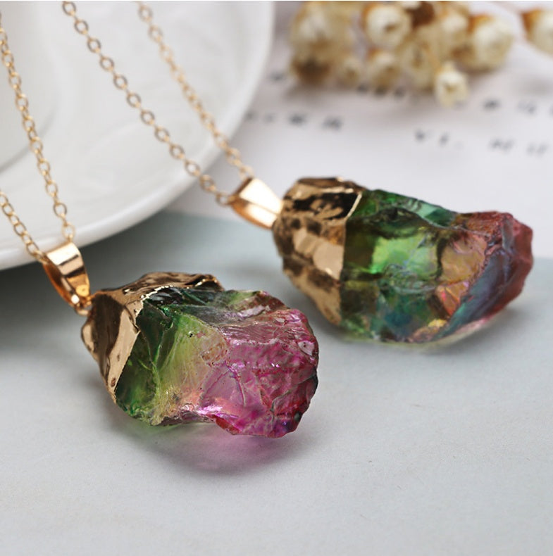 Natural Raw Crystal Pendant Necklace