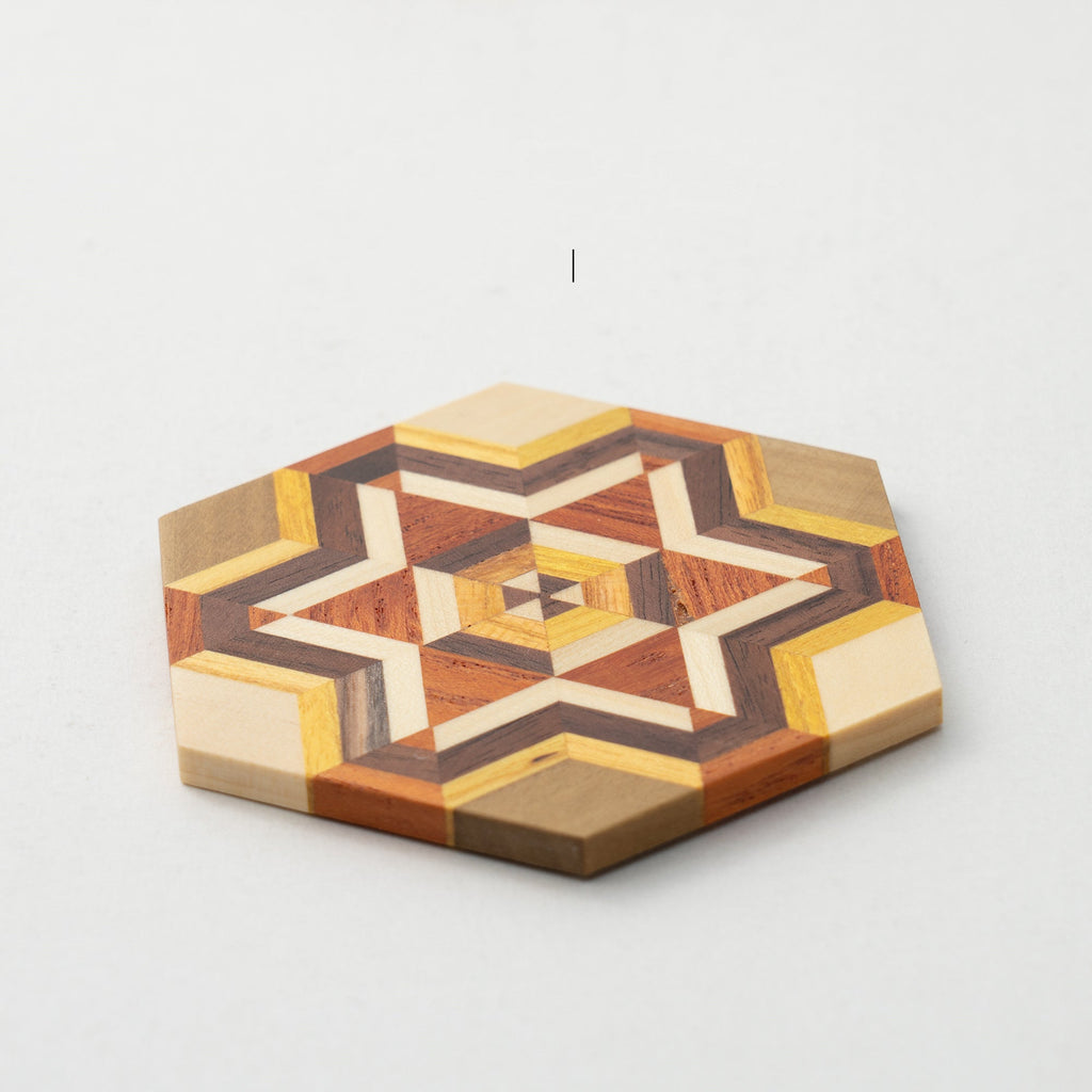 Natural Solid Wood Hexagonal Coaster
