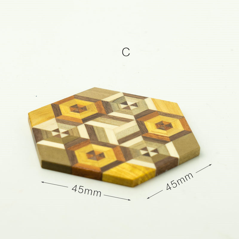 Natural Solid Wood Hexagonal Coaster