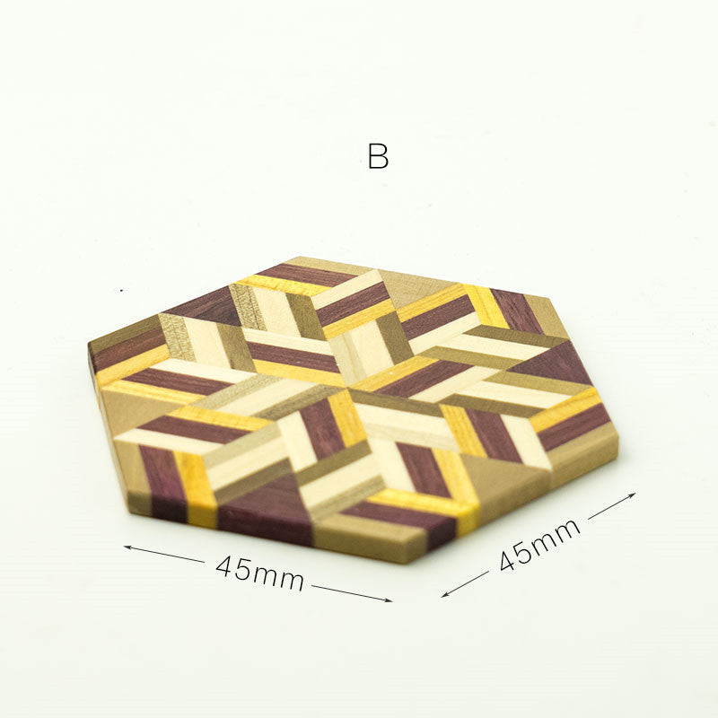 Natural Solid Wood Hexagonal Coaster