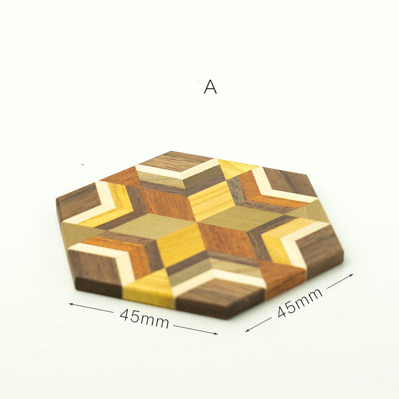 Natural Solid Wood Hexagonal Coaster