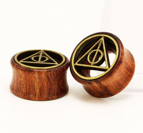 Geometric Wood & Alloy Stud Earrings