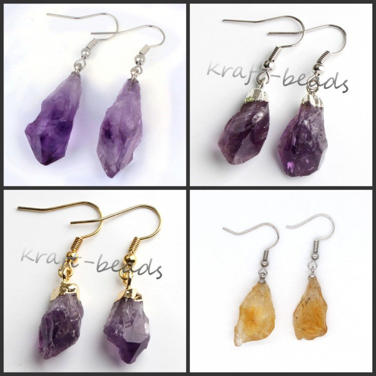 Natural Crystal Raw Stone Earrings