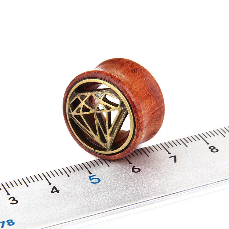 Geometric Wood & Alloy Stud Earrings