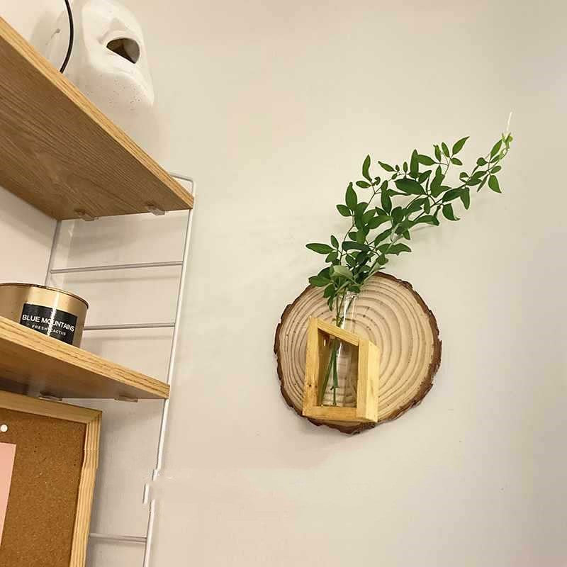 Natural Wood Wall Hanging Plant Shelf