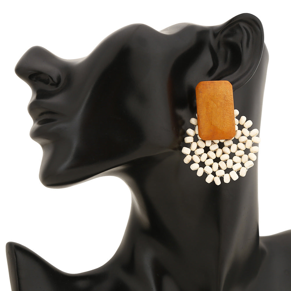 Rattan Floral Geometric Earrings