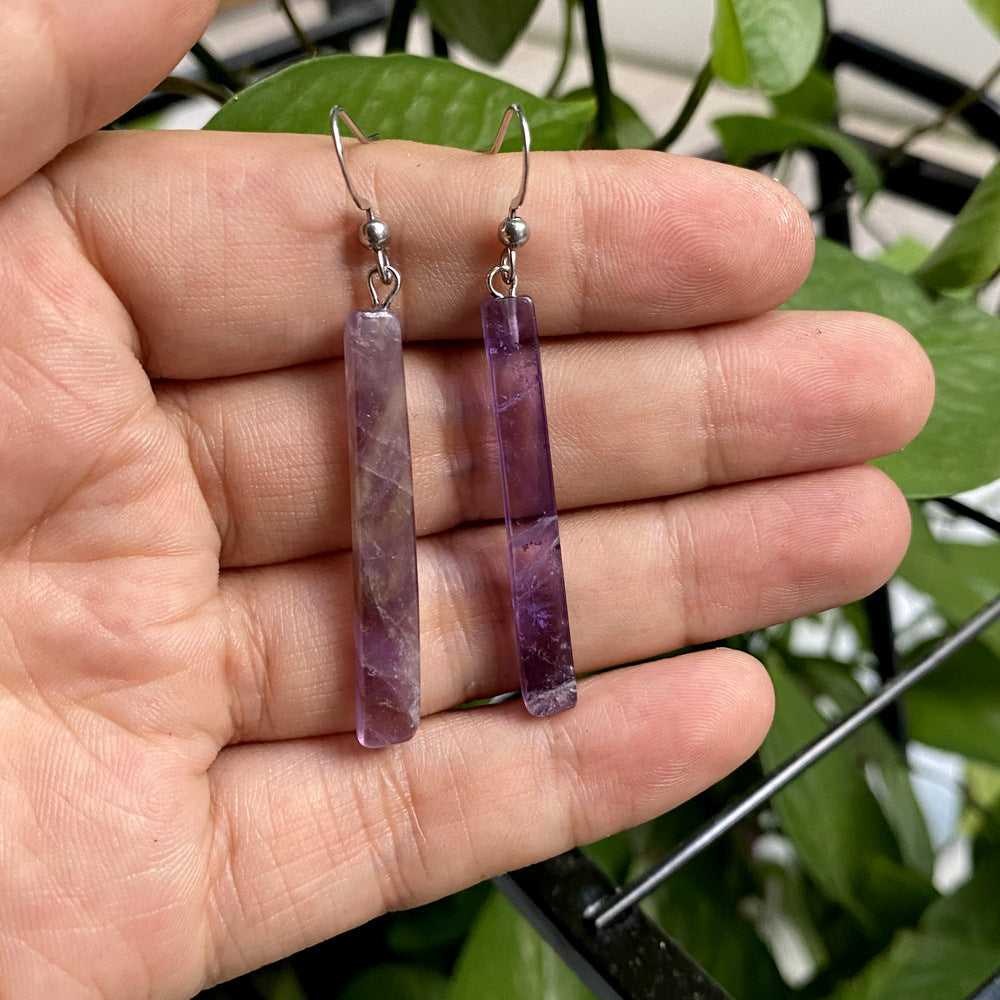 Tiger Eye Stone Bar Earrings
