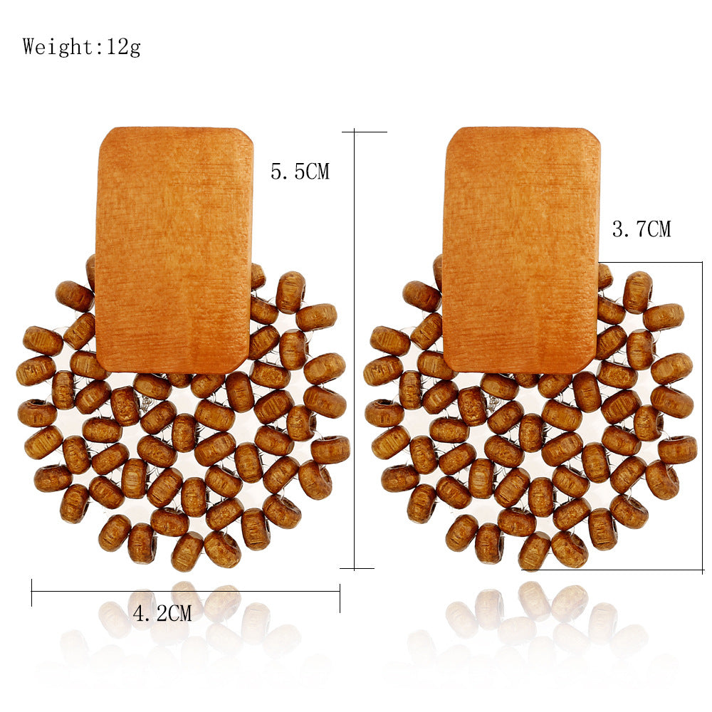 Rattan Floral Geometric Earrings