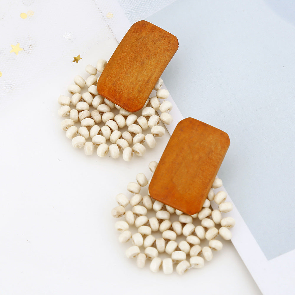 Rattan Floral Geometric Earrings