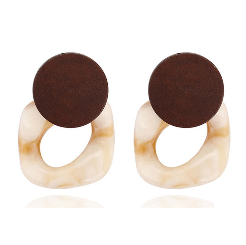 Geometric Wood Stitch Earrings