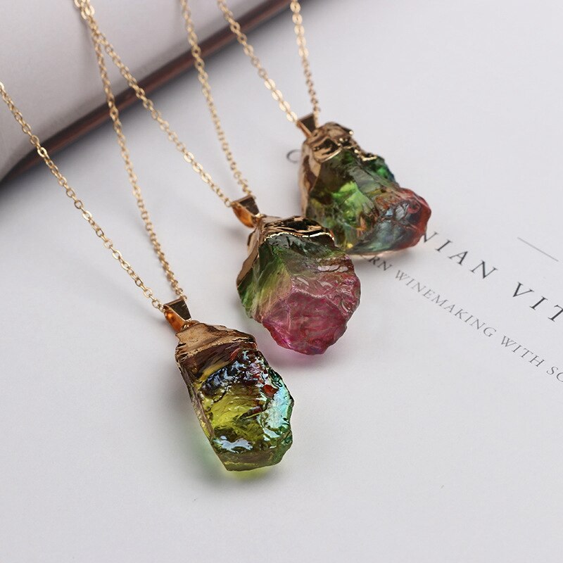 Natural Raw Crystal Pendant Necklace