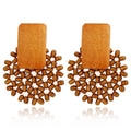 Rattan Floral Geometric Earrings