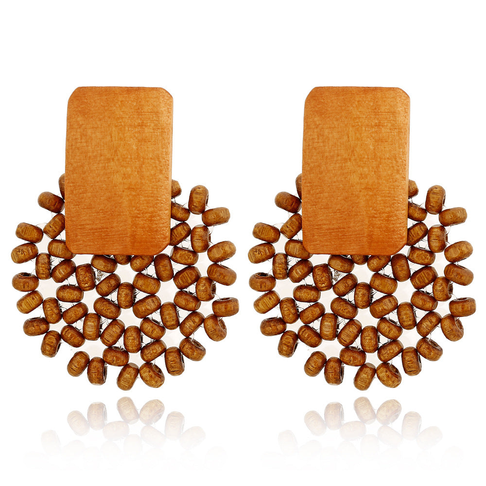 Rattan Floral Geometric Earrings