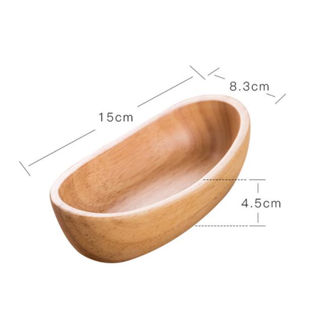 Natural Rubber Wood Boat Salad Bowl