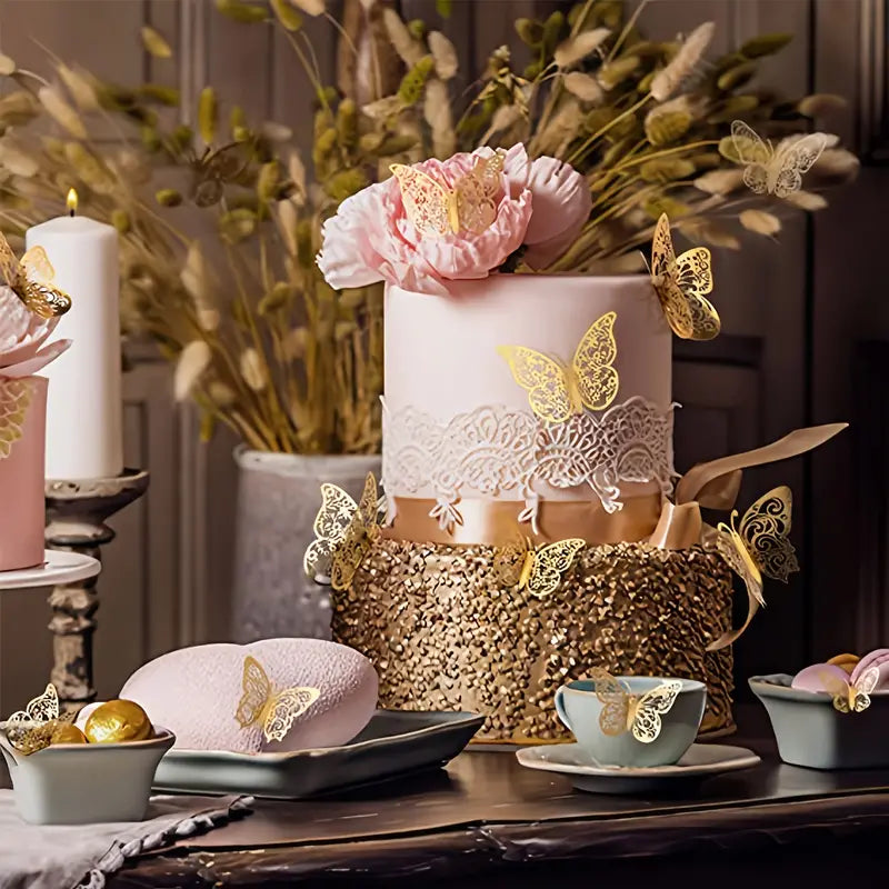 Golden Butterfly Decor (72pcs)