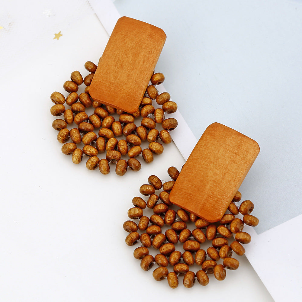 Rattan Floral Geometric Earrings