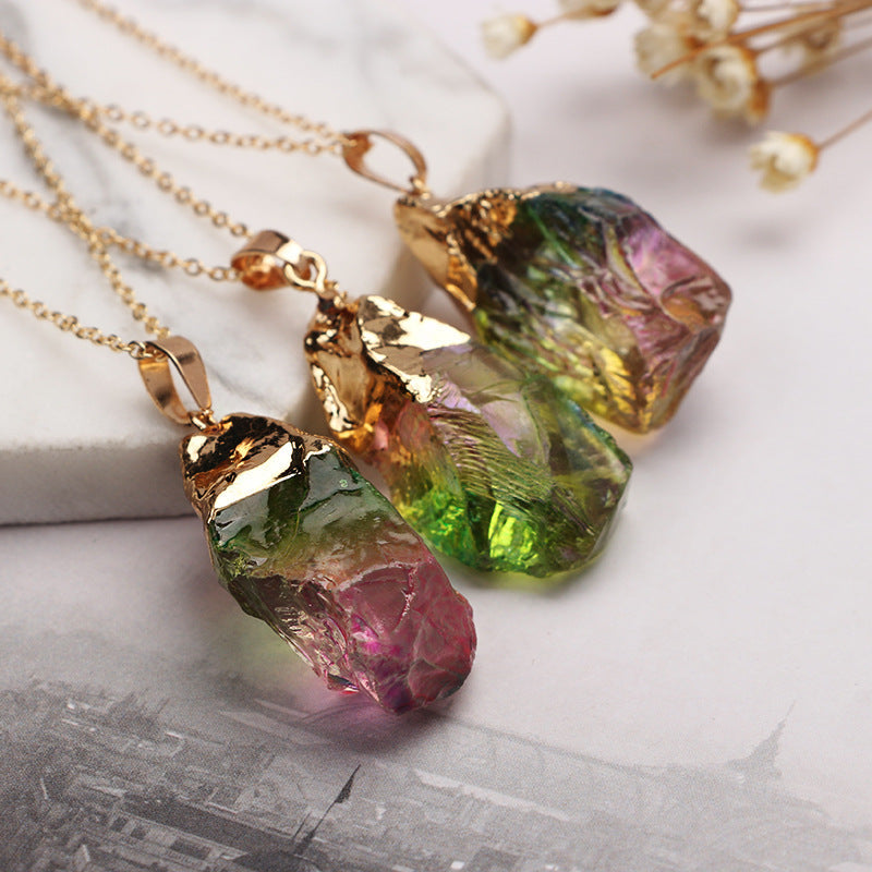 Natural Raw Crystal Pendant Necklace