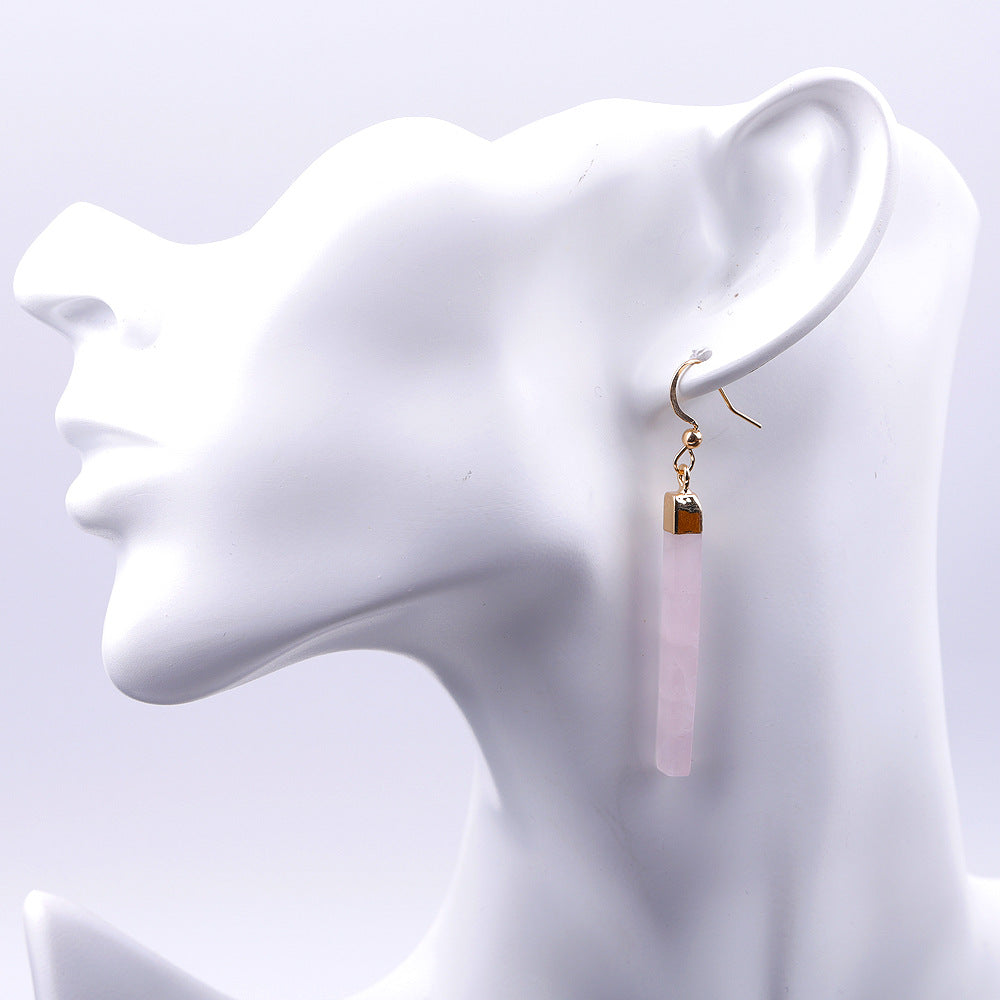 Tiger Eye Stone Bar Earrings