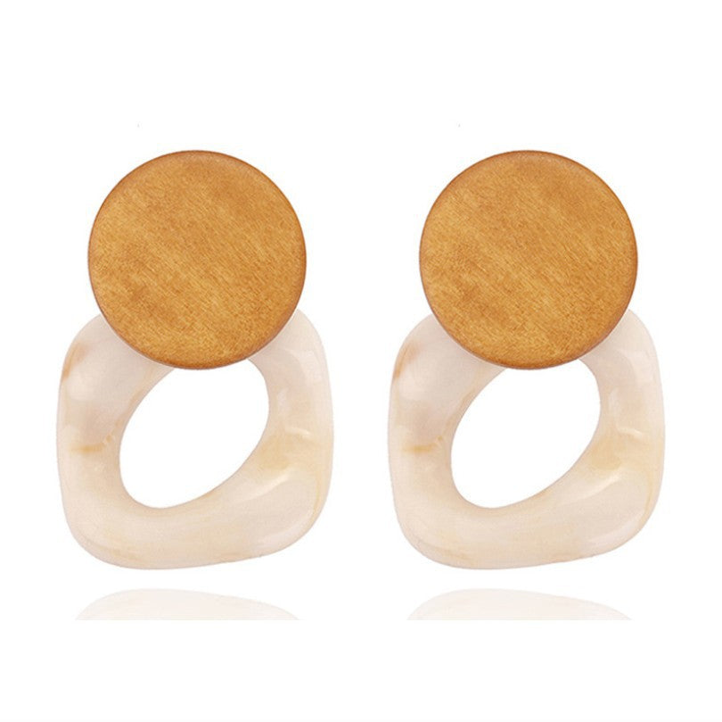 Geometric Wood Stitch Earrings