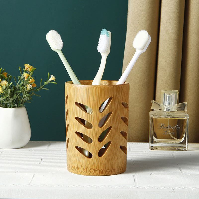 Natural Bamboo Toothbrush Cup
