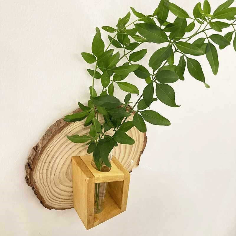 Natural Wood Wall Hanging Plant Shelf
