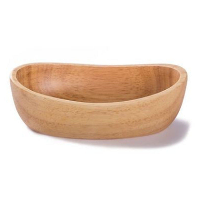 Natural Rubber Wood Boat Salad Bowl