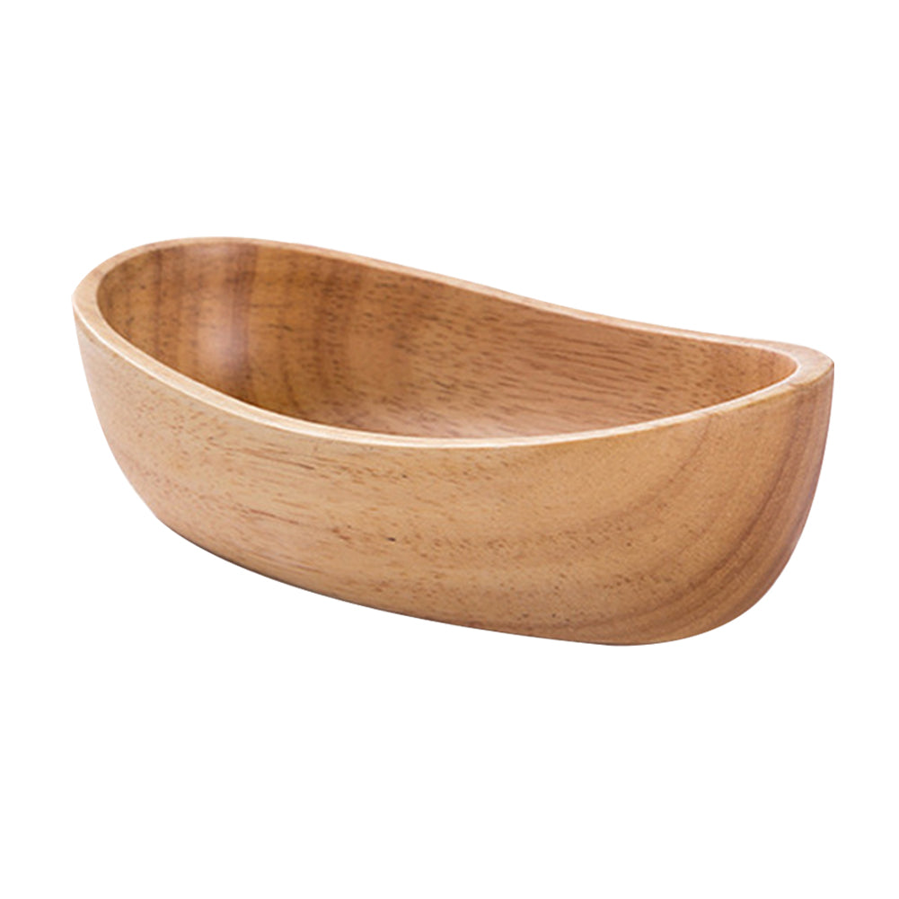 Natural Rubber Wood Boat Salad Bowl