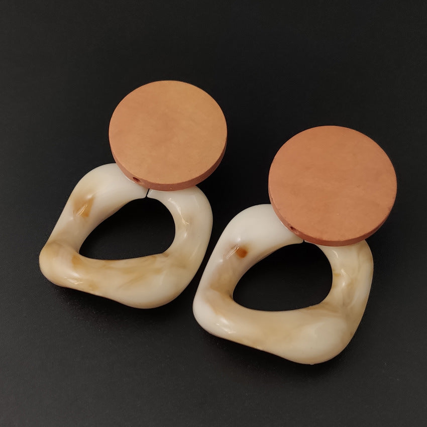 Geometric Wood Stitch Earrings