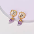 Purple Natural Stone & Crushed Shell Earrings